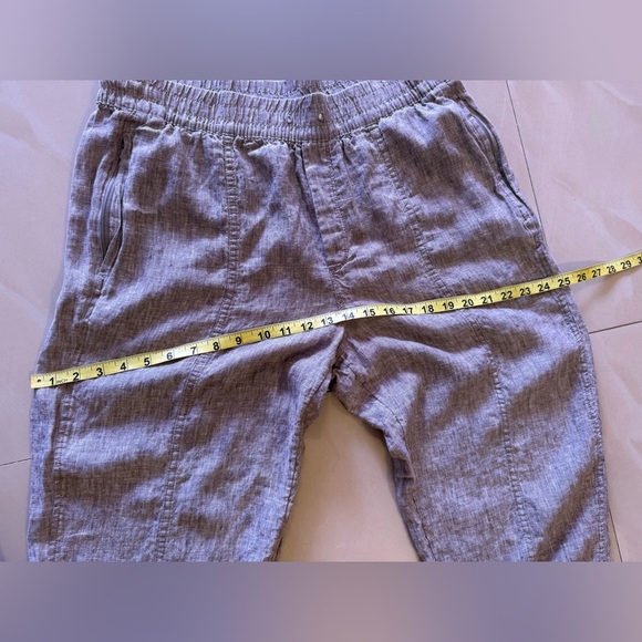 Athleta tall gray pants linen elastic waist and  foot 4 pockets tie size L - Picture 10 of 16
